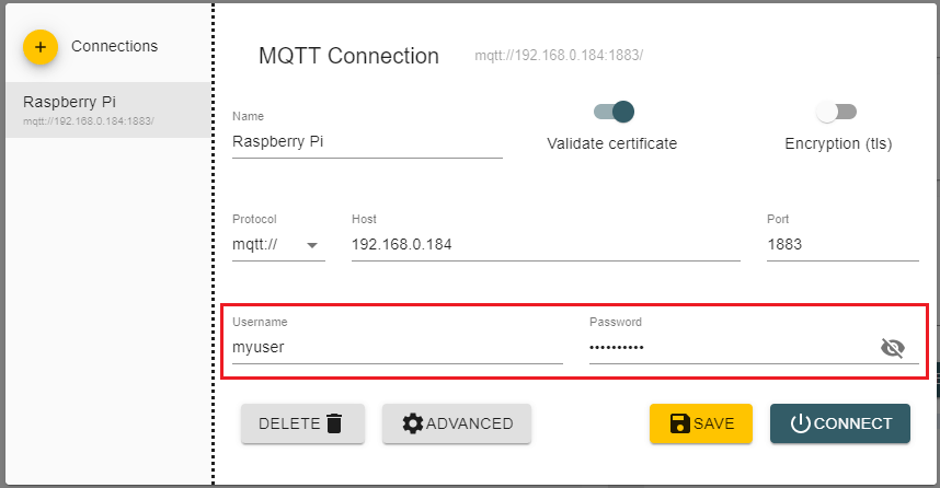 Username and Password Authentication for Mosquitto Broker