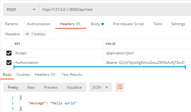API Token Provided as Bearer Token to Laravel Application