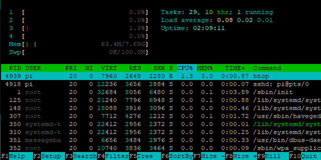 System Resources and Processes Monitoring Using htop
