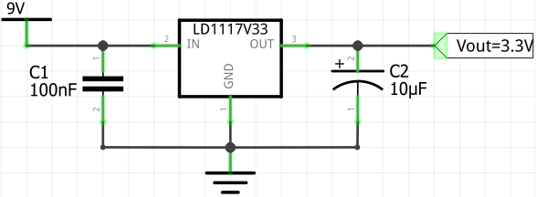5-15V to 3.3V Converter Using LD1117V33 Voltage Regulator (Circuit Diagram)