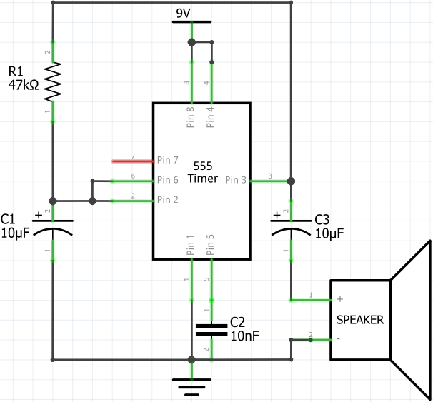 Tick-Tick Sound Generator Using 555 Timer (Circuit Diagram)