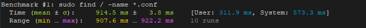 Benchmark find command with hyperfine on Raspberry Pi