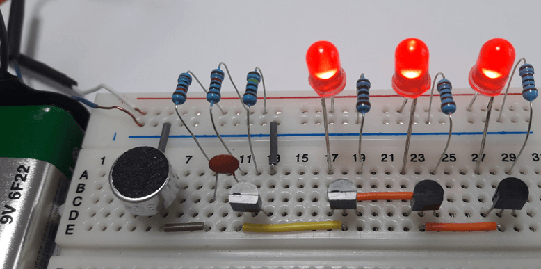 Music Rhythm Operated LEDs using BC547 Transistors (Designed Circuit)