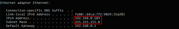 Find IP address on Windows for Nmap