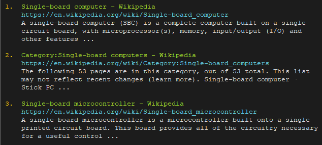 Google search using Googler on Raspberry Pi
