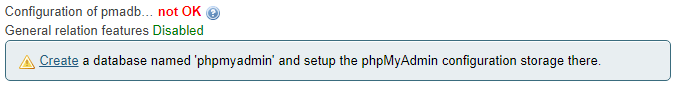 Message: Create database named phpmyadmin