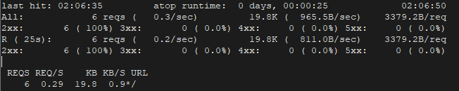 Traffic statistics using ApacheTop on Raspberry Pi