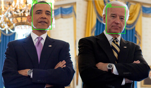 Detected faces in image using libfacedetection on Raspberry Pi
