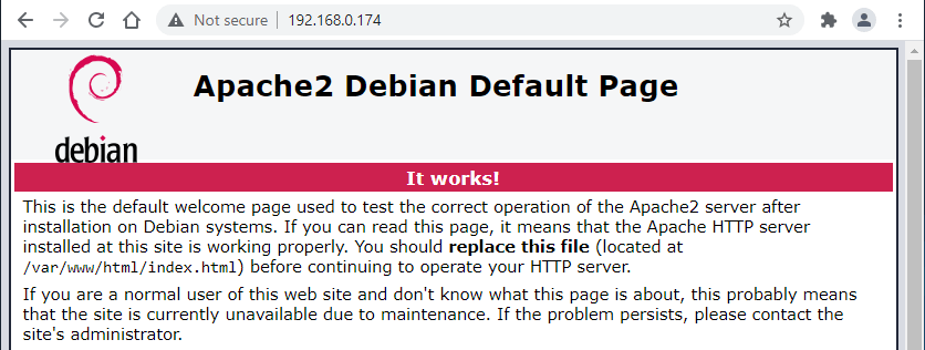 Apache default page on Ubuntu
