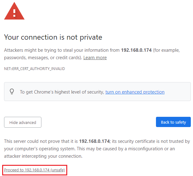 Proceed unsafe site when HTTPS enabled for Apache on Ubuntu