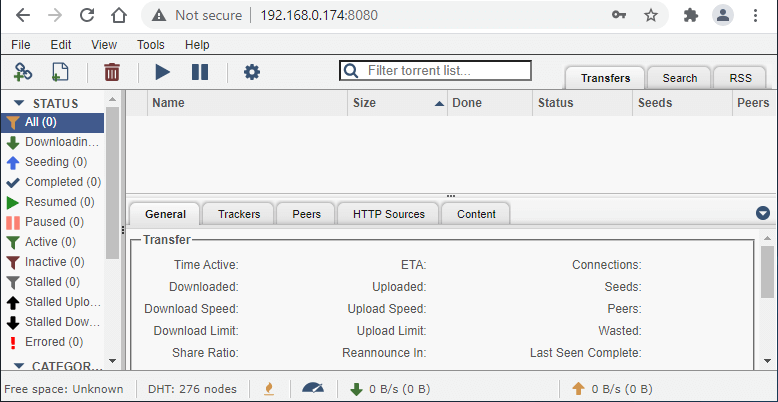 qBittorrent-nox web interface on Ubuntu