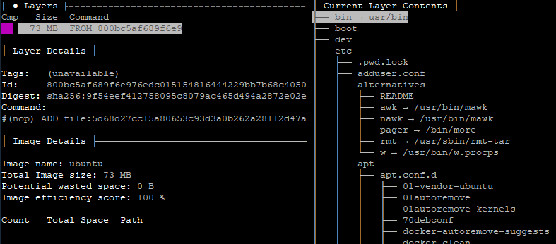 Analyze Docker image using dive on Ubuntu