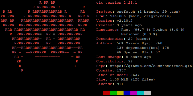 Get Git repository information using Onefetch on Ubuntu