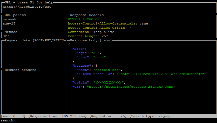 HTTP inspection using wuzz on Ubuntu