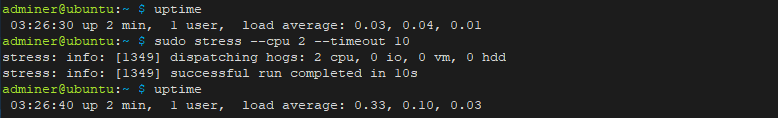 CPU stress testing using stress command on Ubuntu