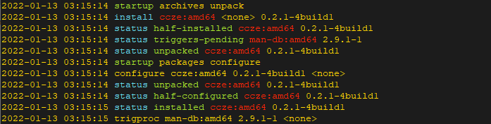 Colorized log file using ccze on Ubuntu