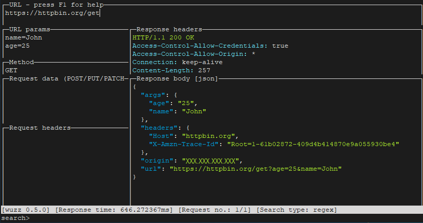 HTTP inspection using wuzz on Raspberry Pi