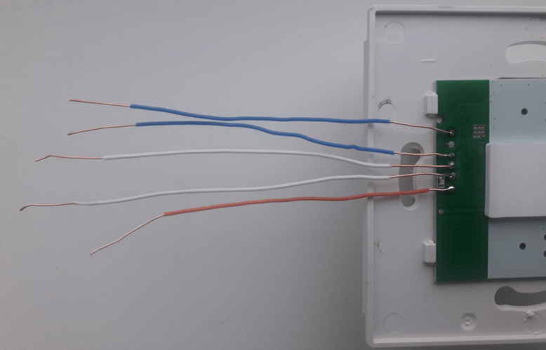 Soldered wires to Girier Wi-Fi light switch pins