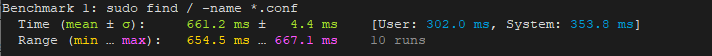 Benchmark find command with Hyperfine on Ubuntu