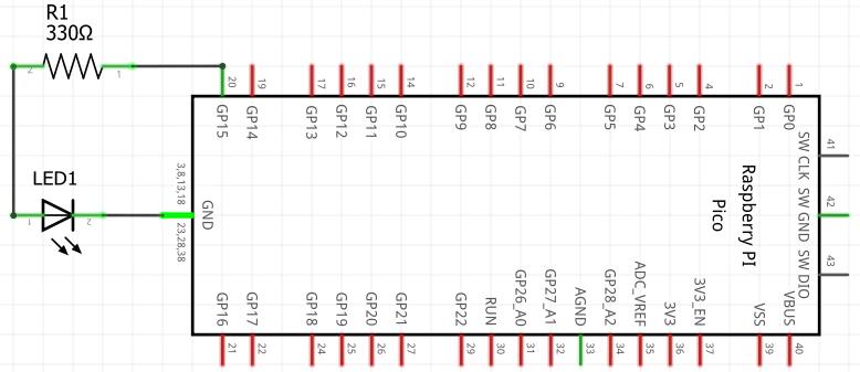 Control an LED Brightness with PWM and Raspberry Pi Pico (Circuit Diagram)