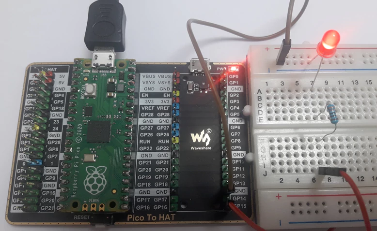 Control an LED Brightness with PWM and Raspberry Pi Pico (Designed circuit)