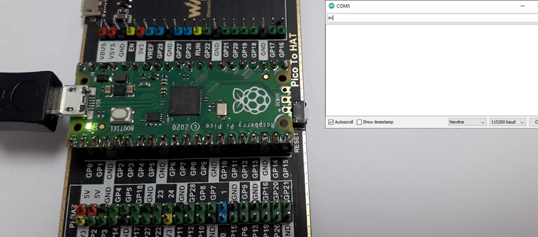 Turn ON/OFF the Onboard LED on Raspberry Pi Pico via USB (Testing)