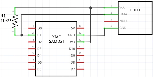 DHT11 Sensor with XIAO SAMD21 (Circuit diagram)