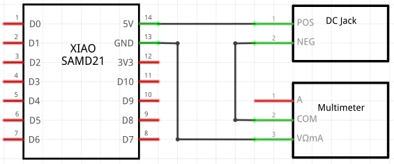 Measure current consumption of XIAO SAMD21 (Circuit diagram)