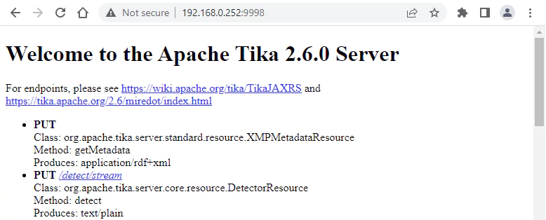 Tika Server Inside Docker Container in Linux
