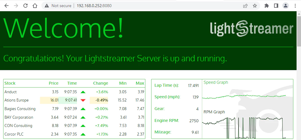 Lightstreamer Inside Docker Container in Linux