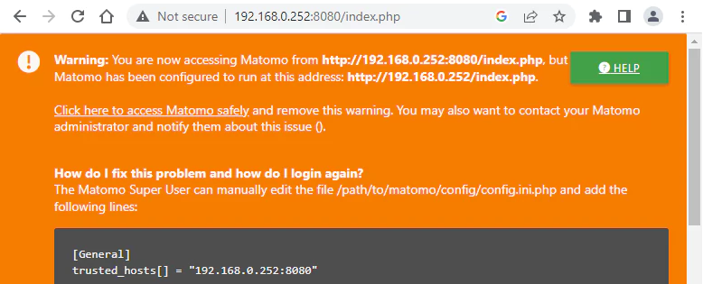 Matomo trusted hosts warning