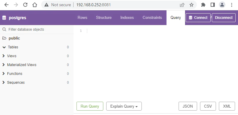 Pgweb Inside Docker Container in Linux