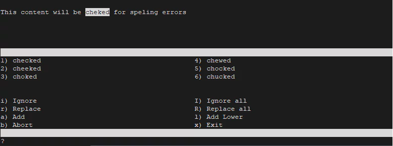 Correcting Spelling Errors using aspell on Ubuntu