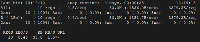 Traffic statistics using ApacheTop on Ubuntu