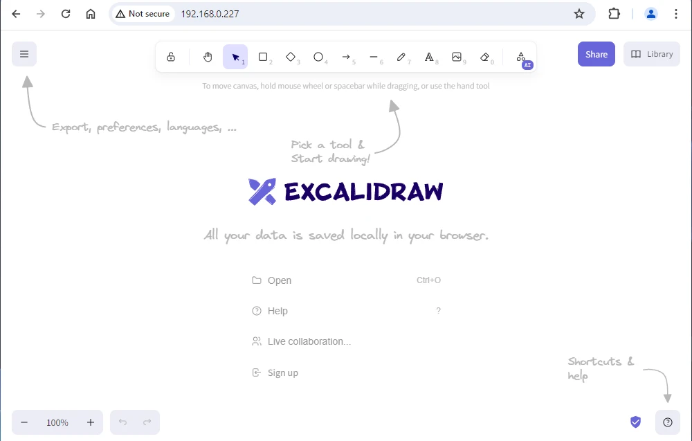 Excalidraw Inside Docker Container on Linux