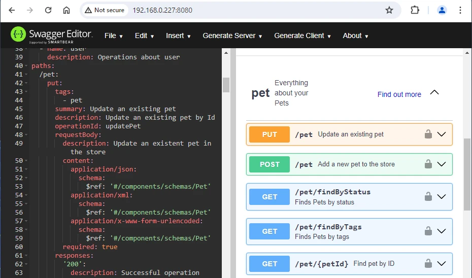 Swagger Editor inside Docker container on Linux