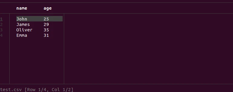 View CSV file with csvlens on Ubuntu