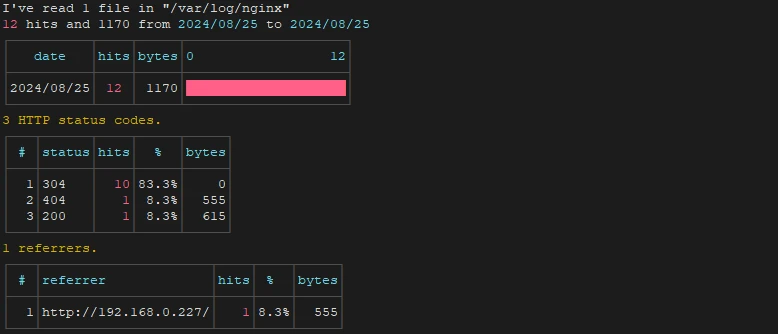 Nginx log files summary using Rhit on Ubuntu