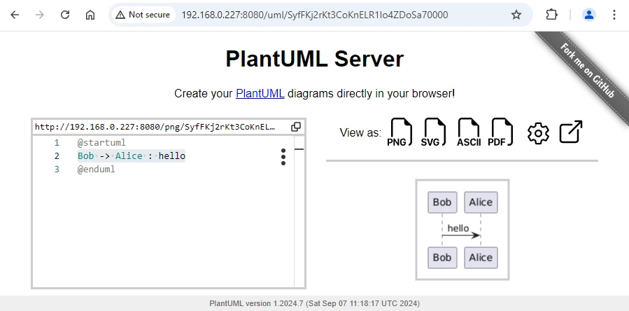 PlantUML Server Inside Docker Container on Linux