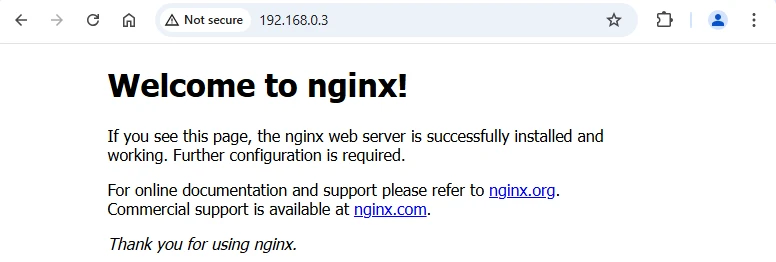 Nginx default page on Raspberry Pi