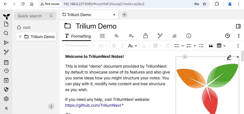 TriliumNext Notes Inside Docker Container on Linux