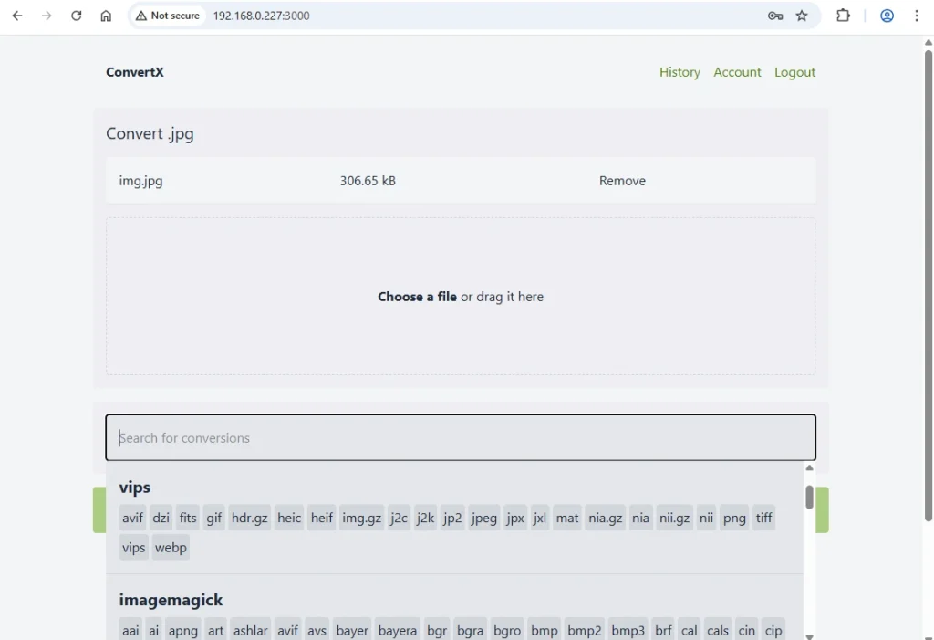ConvertX Inside Docker Container on Linux