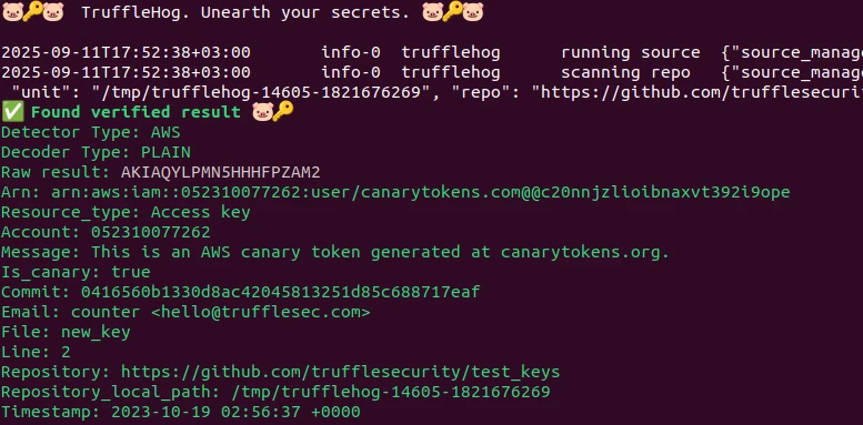 Find secrets in GitHub repository using TruffleHog on Ubuntu