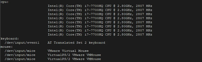 Brief information about hardware components using hwinfo on Ubuntu