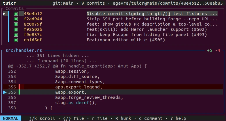 Code review with tuicr on Ubuntu
