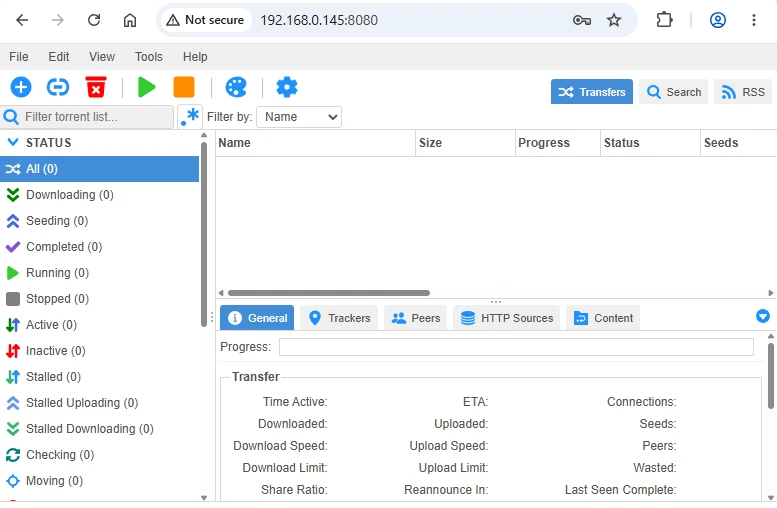 qBittorrent-nox web interface on Ubuntu