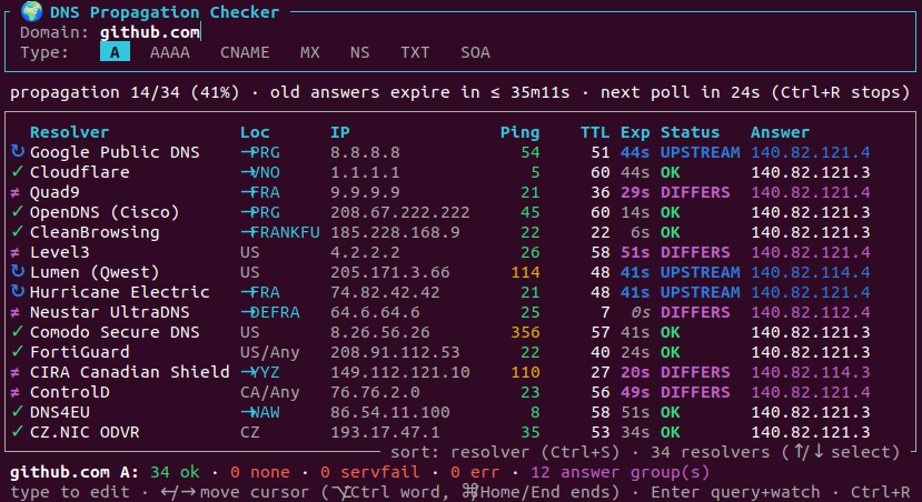 Check DNS propagation with dnsglobe on Ubuntu