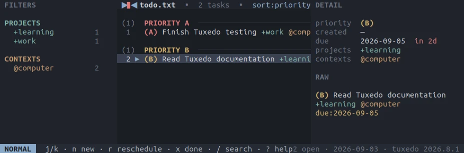 Manage tasks with tuxedo on Ubuntu