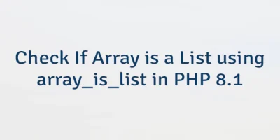 Check If Array is a List using array_is_list in PHP 8.1