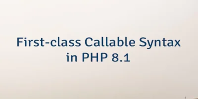 First-class Callable Syntax in PHP 8.1